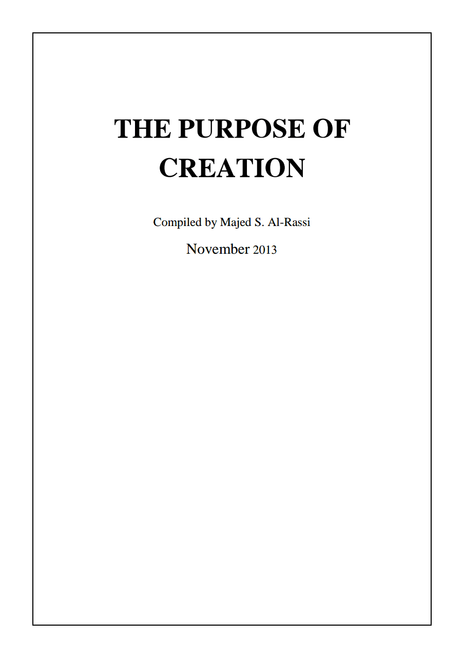 THE PURPOSE OF CREATION